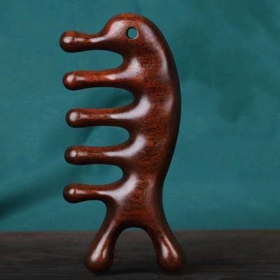 사용자 지정 로고 가공 가능 브라운 넓은 치아 머리 두피 마사지 Comb 제조 자연 나무 샌들우드 Gus Sha Comb