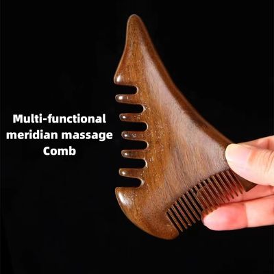 브라운 천연 샌들우드 구아샤 두피 마사지 빗자루 목재 구아샤 도구 머리 몸 휴식 마사저 머리 건강 관리 아름다움