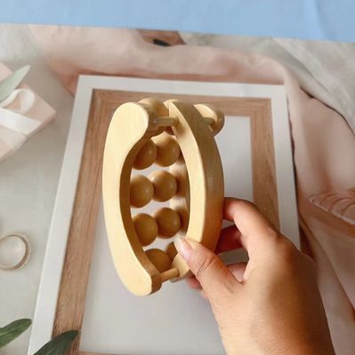 갈색 목재 전체 몸 마사저 등 목 다리 팔 맞춤형 로고 가용d 휴식 마사지 볼 롤러 휴대용