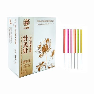마사지 도구 100 PCS 덜 통증 다채로운 플라스틱 손잡이 아쿠포토미 바늘 작은 칼 바늘 맞춤 로고 가용