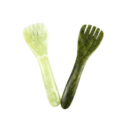 맞춤형 로고 사용 가능 맑은 녹색 Xiuyan Jade Gua Sha Spoon Shape 안구 침술 펜 침술 匙 마사저
