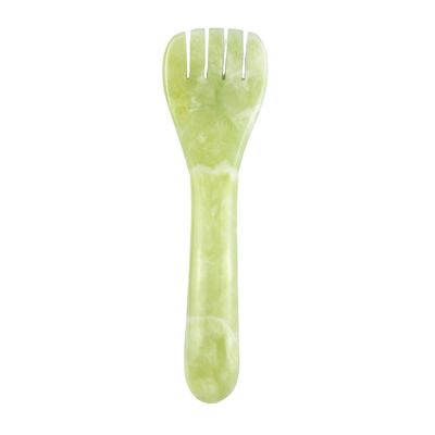 맞춤형 로고 사용 가능 맑은 녹색 Xiuyan Jade Gua Sha Spoon Shape 안구 침술 펜 침술 匙 마사저