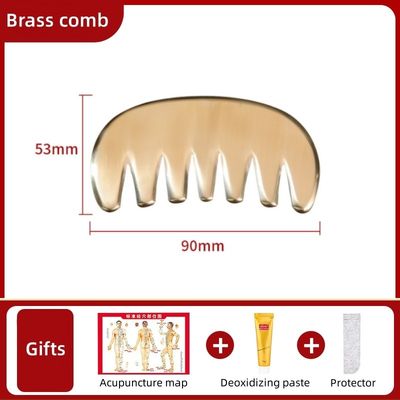신체 근육 천연 청동 구아샤 보드 두피 마사지 Comb Guasha 돌 머리 마사지 머리 건강 관리 샐러드 뷰티 툴