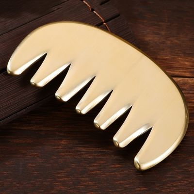 신체 근육 천연 청동 구아샤 보드 두피 마사지 Comb Guasha 돌 머리 마사지 머리 건강 관리 샐러드 뷰티 툴