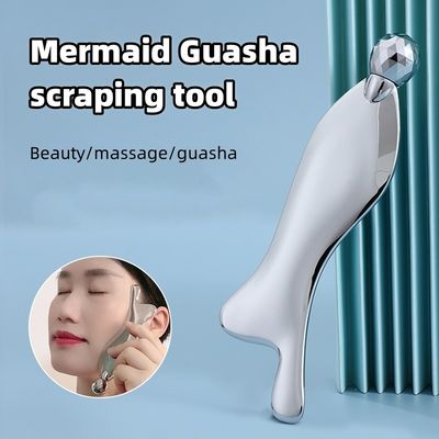사용자 지정 로고 가용d 물고기 모양 진크 합금 스크래핑 플레이트 얇은 슬림 얼굴 눈 롤러 스테인리스 스틸 Guasha 마사지 도구