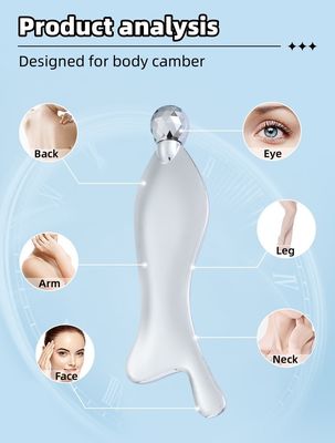 사용자 지정 로고 가용d 물고기 모양 진크 합금 스크래핑 플레이트 얇은 슬림 얼굴 눈 롤러 스테인리스 스틸 Guasha 마사지 도구