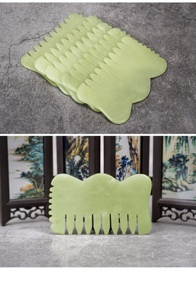 천연 Xiuyan Jade Gua Sha Acupoint 마사지 머리 Comb 머리가 휴식을 위해 Guasha Comb