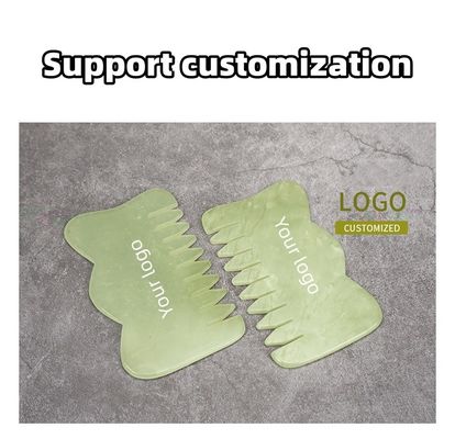 맞춤형 로고 M 모양 Jade Gua Sha 돌 머리 마사저 머리의 건강 관리 및 미용실 두피 마사지