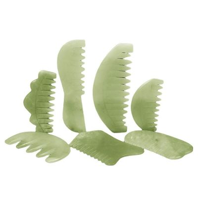 침술치료와 두피 마사지 천연 자이드 헤어 빗 Xiuyan Jade Gua Sha 도구