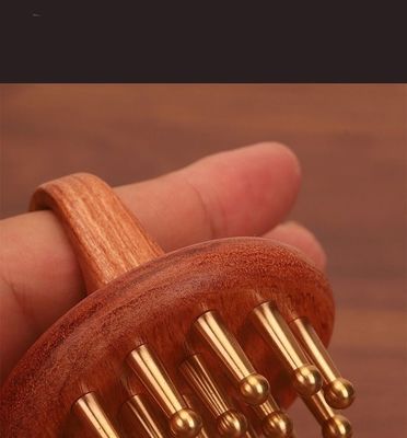 닦은 구리 나무 머리 머리 빗 머리 마사지 목발 머리 빗 여자 가샤 빗 기술 닦은