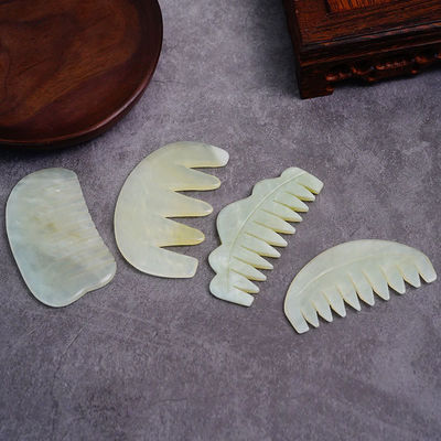 다중 모양 천연 Xiuyan Jade Gua Sha 머리 마사지 빗 머리 마사지 장비