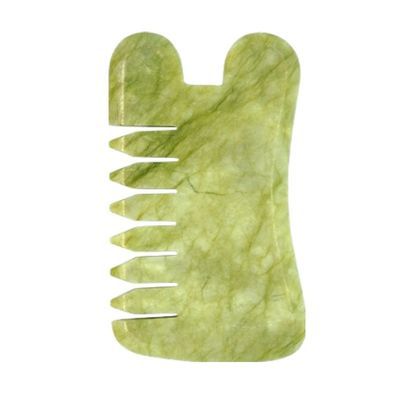 천연 녹색 Xiuyan Jade Gua Sha 머리 마사지 Comb Guasha 돌 머리 마사지 머리에 대한 건강 관리 샐러리 뷰티 도구