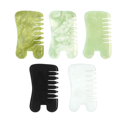 천연 녹색 Xiuyan Jade Gua Sha 머리 마사지 Comb Guasha 돌 머리 마사지 머리에 대한 건강 관리 샐러리 뷰티 도구
