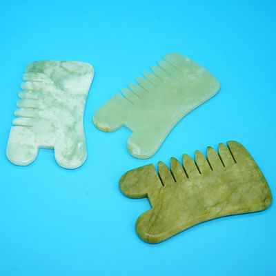 천연 녹색 Xiuyan Jade Gua Sha 머리 마사지 Comb Guasha 돌 머리 마사지 머리에 대한 건강 관리 샐러리 뷰티 도구