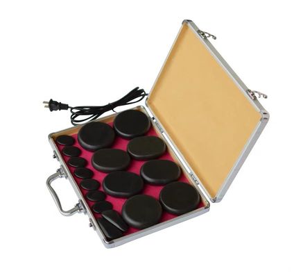 맞춤형 로고 이용 가능 스파 핫 스톤 마사지 필수품 18pcs 바잘트 에너지 스톤과 알루미늄 난방 상자