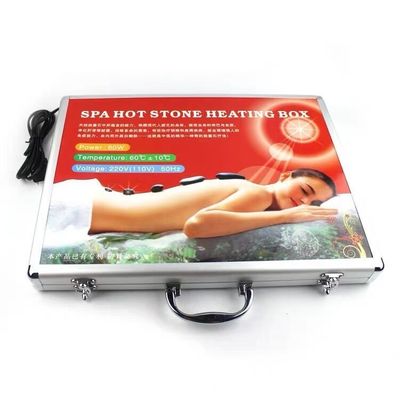 맞춤형 로고 이용 가능 스파 핫 스톤 마사지 필수품 18pcs 바잘트 에너지 스톤과 알루미늄 난방 상자