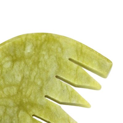 로고 맞춤형 로고 가공 가능 순수 천연 Xiuyan Jade Stone Comb 머리 머리 가사 마사지 도구 낮은 MOQ Gua Sha Comb