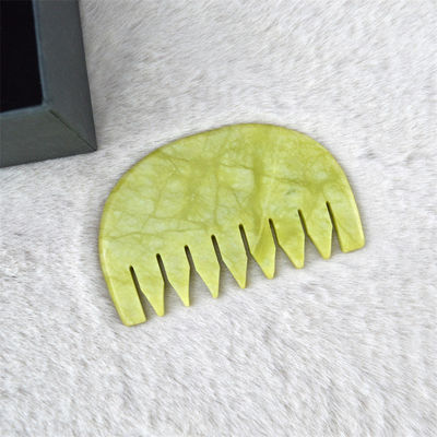 로고 맞춤형 로고 가공 가능 순수 천연 Xiuyan Jade Stone Comb 머리 머리 가사 마사지 도구 낮은 MOQ Gua Sha Comb