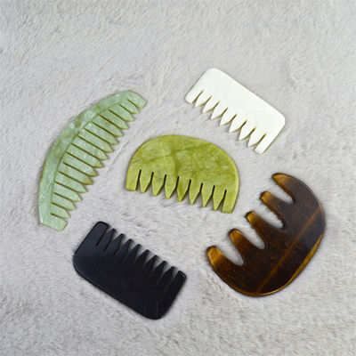 로고 맞춤형 로고 가공 가능 순수 천연 Xiuyan Jade Stone Comb 머리 머리 가사 마사지 도구 낮은 MOQ Gua Sha Comb