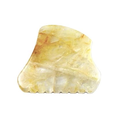 맞춤형 로고 사용 가능 노란 시트린 돌 구아샤 마사저 얼굴 도구 비자지 엠블 로고 자이드 구아샤 마사지 돌