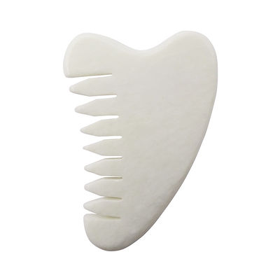 전체 몸 마사지 영역 자연 하얀 Xiuyan Jade 머리 Comb Gua Sha 도구 Jade 머리 마사지