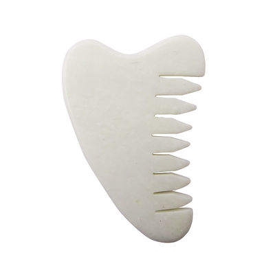 전체 몸 마사지 영역 자연 하얀 Xiuyan Jade 머리 Comb Gua Sha 도구 Jade 머리 마사지