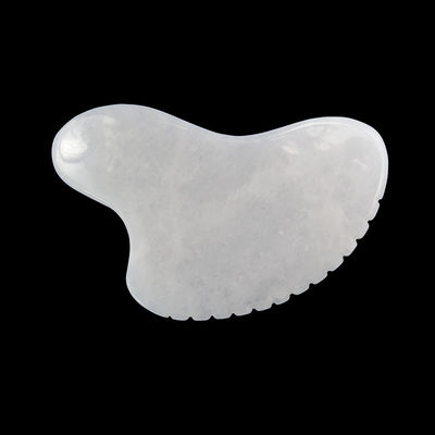 사용자 지정 로고 크리스탈 심장 모양 흰색 자이드 스톤 구아 샤 스크래핑 마사지 도구 침술 치료 얼굴 마사저