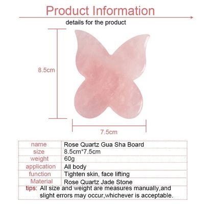 얼굴 마사지 Butterfly Shape Jade Guasha 마사지 플레이트 천연 돌 Gua Sha 목 체 침술 스파를 위한 스크래퍼
