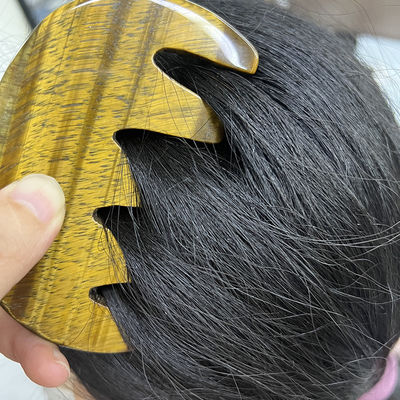 메리디언 케어 자이드 빗 천연 호랑이 눈 돌 머리와 두피 마사지를 위한 구아 샤 스크래퍼