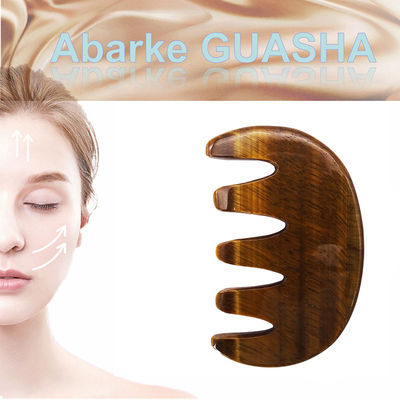 갈색 천연 호랑이 눈 돌 가우샤 마사지 빗대구 몸과 목 치료 헤어 빗대구 두피 마사저 도구 SPA 치료