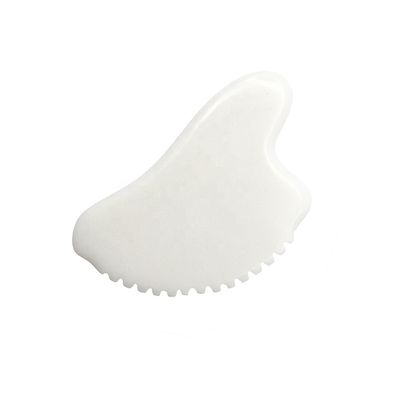 OEM 개인 레이블 백색 자이드 구아샤 수작업 치유 돌 구아샤 긁는 얼굴 마사지 도구 붓기 감소