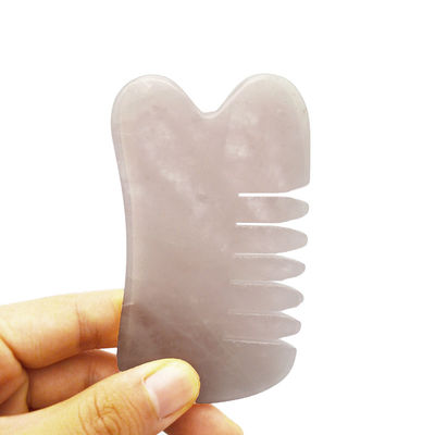 수공예 손으로 만든 자연 로즈 쿼츠 구아 샤 스크래핑 마사지 빗발 머리 구아샤 머리 마사지 모드 abkgs-030