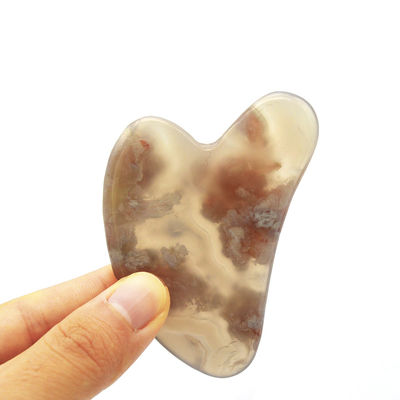 신체 마사저 자연 심장 모양 체리 꽃 아가트 구아샤 보드 케어 구아샤 마사지 도구 사용자 지정 로고