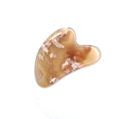 신체 마사저 자연 심장 모양 체리 꽃 아가트 구아샤 보드 케어 구아샤 마사지 도구 사용자 지정 로고