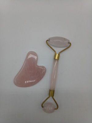 자연 관리 얼굴 피부 마사지 쥬드 스톤 롤러 세트 구아 샤 도구 휴식 항 노화 주름 퇴치 로즈 쿼츠