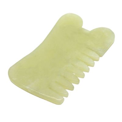 손잡이 Abarke 천연 자이드 스톤 구아 샤 얼굴 마사지 머리 빗 6 이빨 머리 마사저