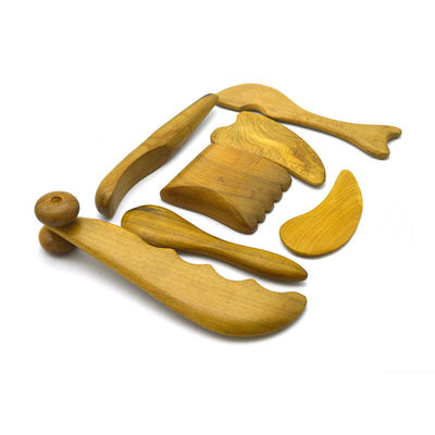 7 pcs-kit 나무 Guasha 보드 메시지 롤러 도구 아름다운 침술 스틱 아름다움