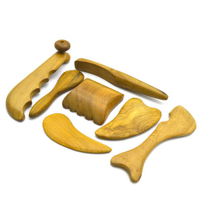 7 pcs-kit 나무 Guasha 보드 메시지 롤러 도구 아름다운 침술 스틱 아름다움