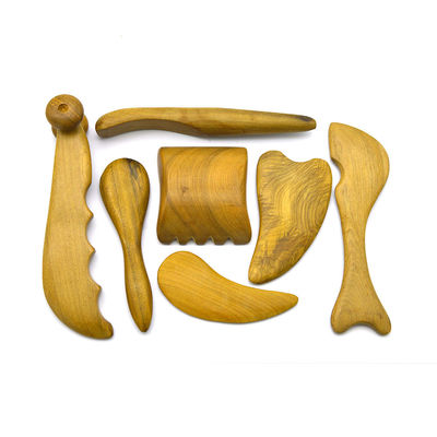 7 pcs-kit 나무 Guasha 보드 메시지 롤러 도구 아름다운 침술 스틱 아름다움