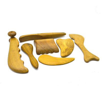 7 pcs-kit 나무 Guasha 보드 메시지 롤러 도구 아름다운 침술 스틱 아름다움