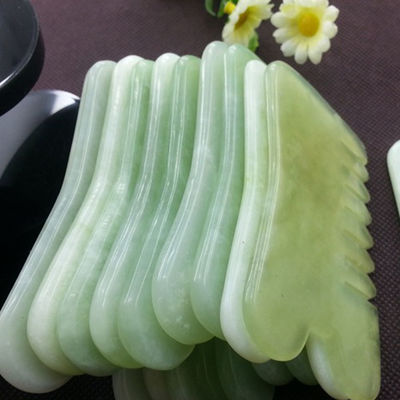 손잡이 Abarke 천연 자이드 스톤 구아 샤 얼굴 마사지 머리 빗 6 이빨 머리 마사저