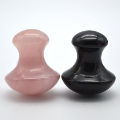 천연 보석 마사지 키트 35*40mm 수작업 로즈 쿼츠와 블랙 오브시디안 버섯 모양의 돌 치료
