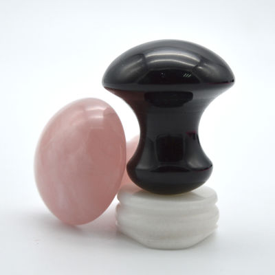 천연 보석 마사지 키트 35*40mm 수작업 로즈 쿼츠와 블랙 오브시디안 버섯 모양의 돌 치료