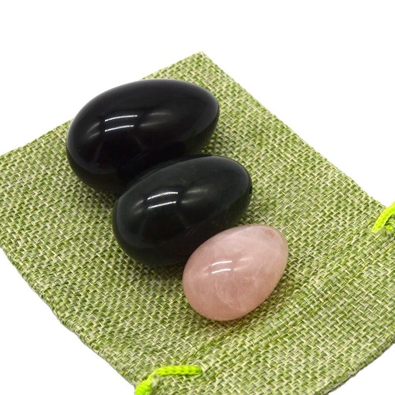 지역 특징 조각 된 오브시디안 네프라이트 로즈 쿼츠 천연 자이드 달걀 닦은 요니 달걀 보석