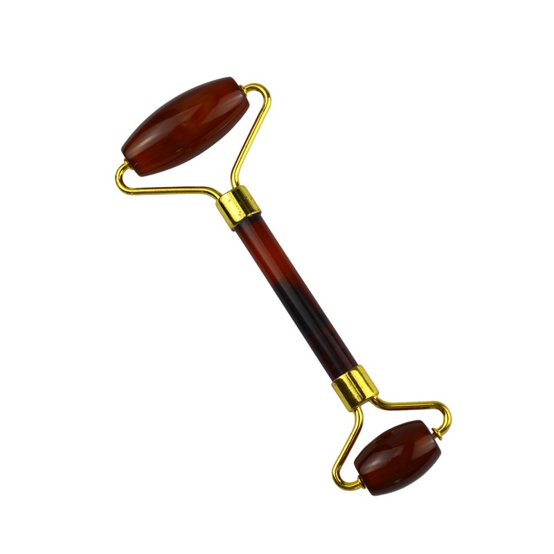 맞춤형 로고 가용 얼굴 미용 제품 100% 천연 크리스탈 레드 아가트 마사저를위한 카넬리아 콰샤 페이스 롤러