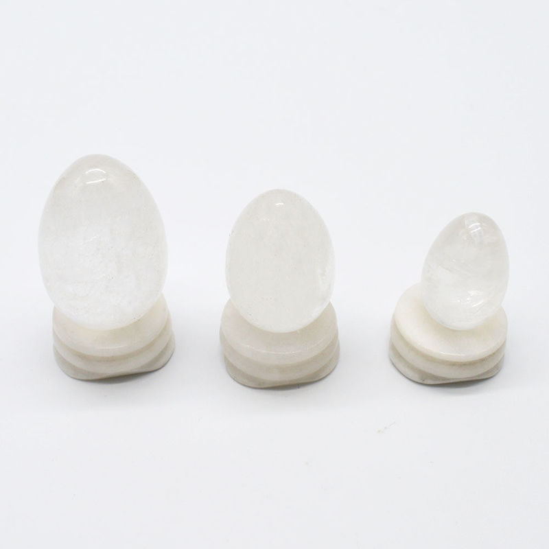 기술적으로 닦은 결정 맑은 쿼츠 요니 계란 맑은 흰색 성석 겔 계란 골반 건강을 개선하기 위해