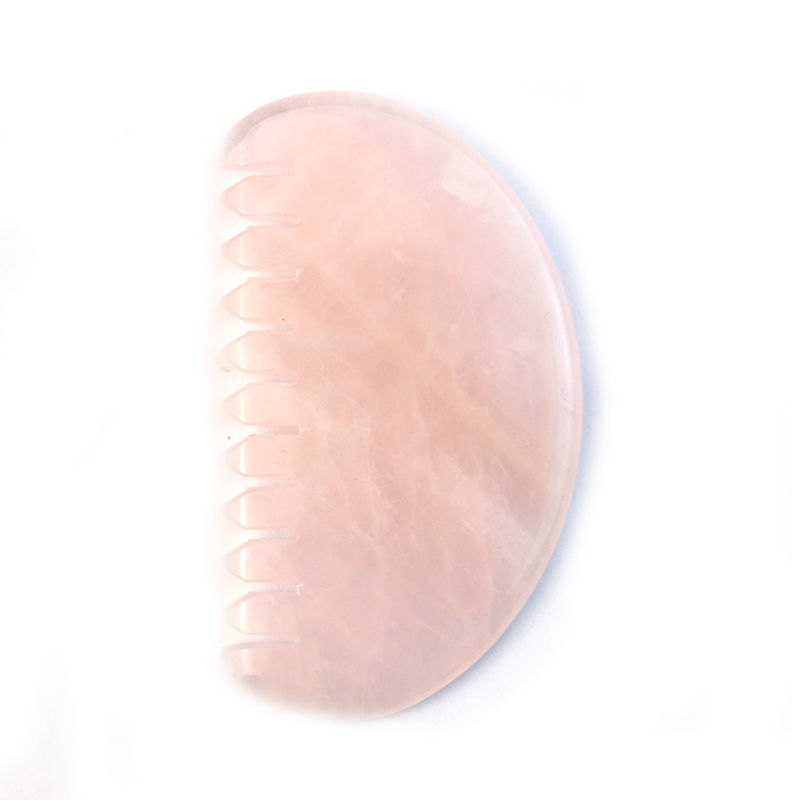 얼굴 마사저 천연 로즈 쿼츠 자이드 헤어 빗 Gua Sha 도구 자이드 두피 마사저 머리에 마사지 치료로 두피 긴장을 완화