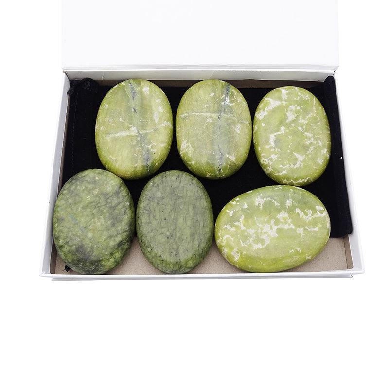 천연 Xiuyan Jade Healing Hot Stones 세트 전문 마사지 및 스파 휴식을 위해