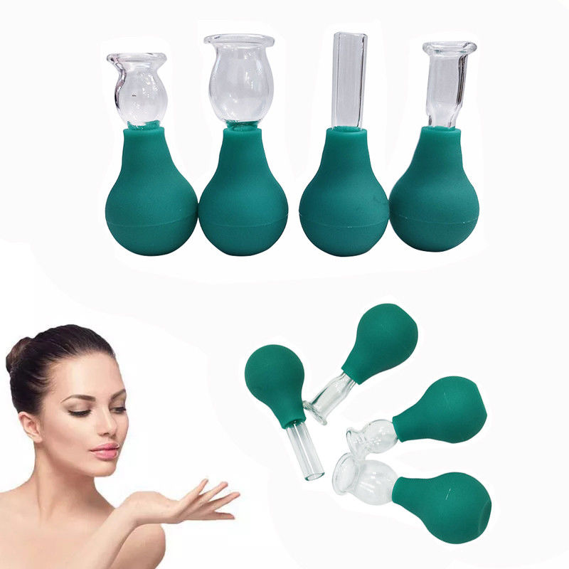 눈 PVC 유리 미니 컵 세트 4 조각 마사지 진공 흡입 체 얼굴 마사저