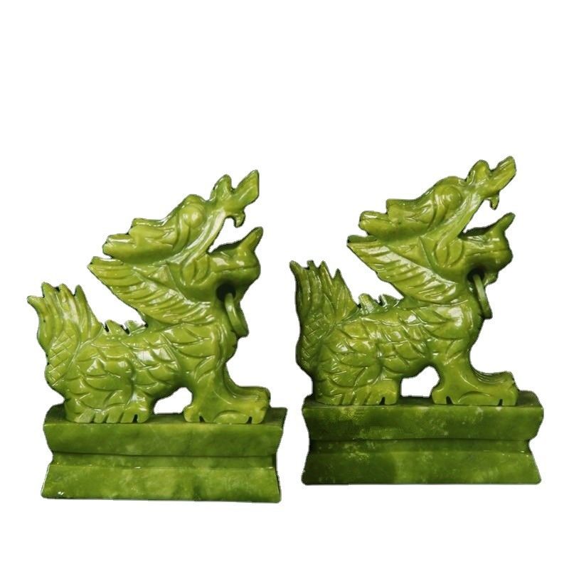녹색 보석 펑슈이 gravure figurine 동물 조각 중국 해 Jade Pixiu 불상 펑슈이 장식